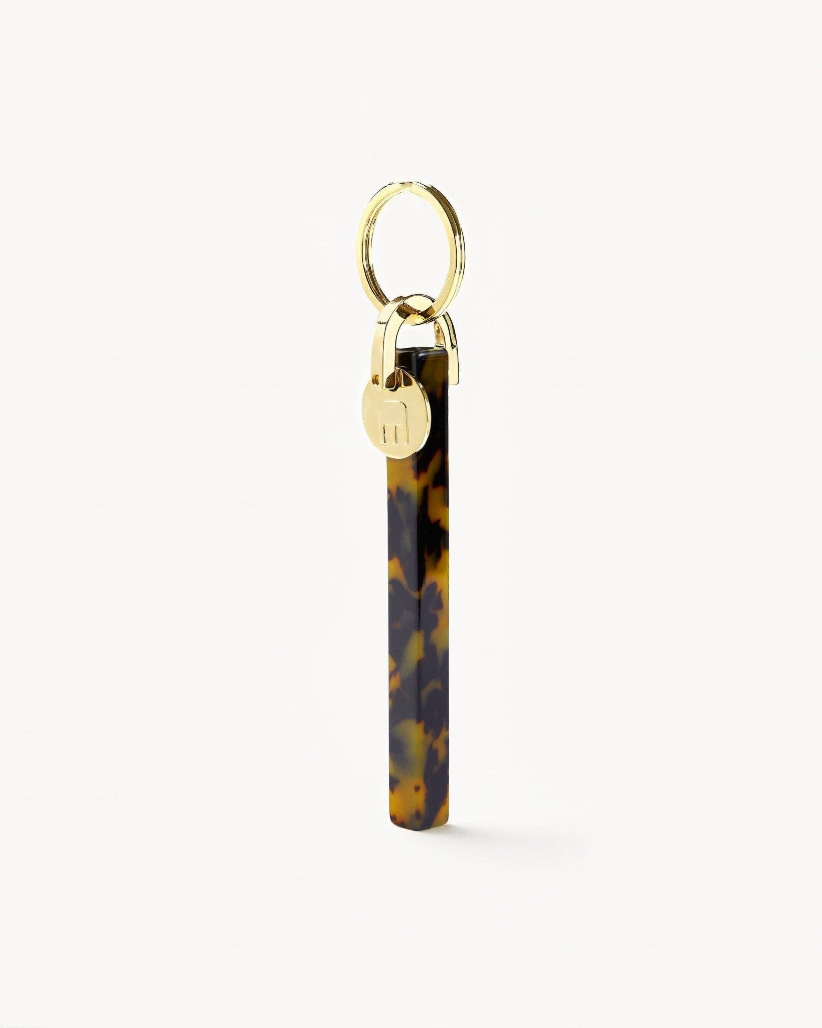 Classic Tortoise & Gold Bar Keychain