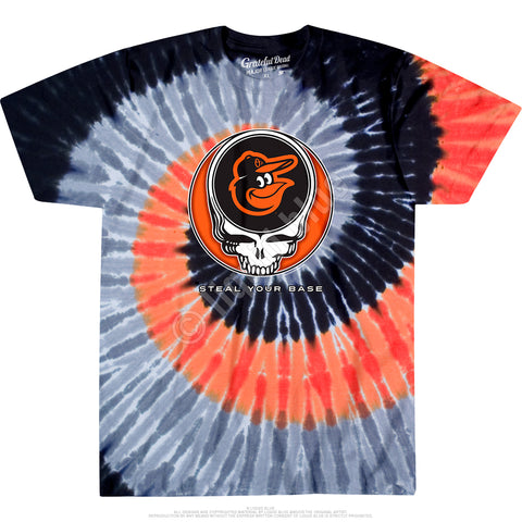 SHORT SLEEVE TV HOODIE BLACK/ORANGE CIRCLE TIE DYE