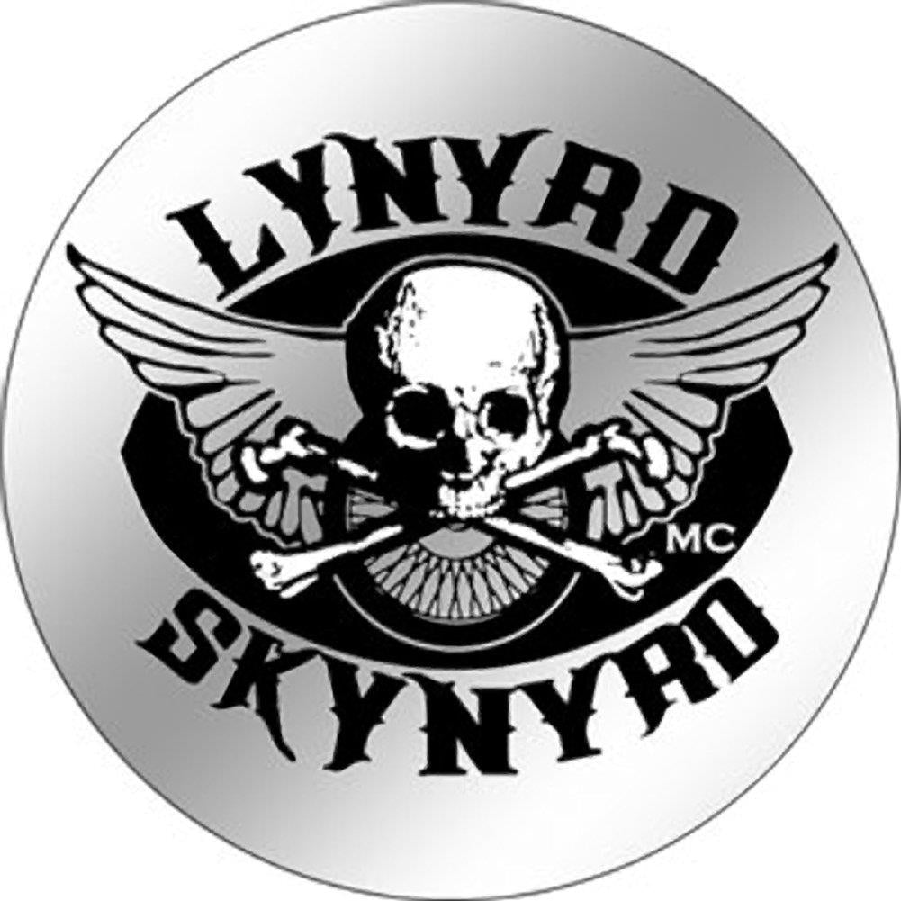 Lynyrd Skynyrd Skull With Logo Silver Button Rockmerch