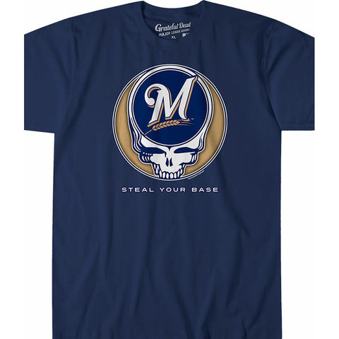 Milwaukee Brewers Steal Your Base Navy Athletic T-Shirt - S