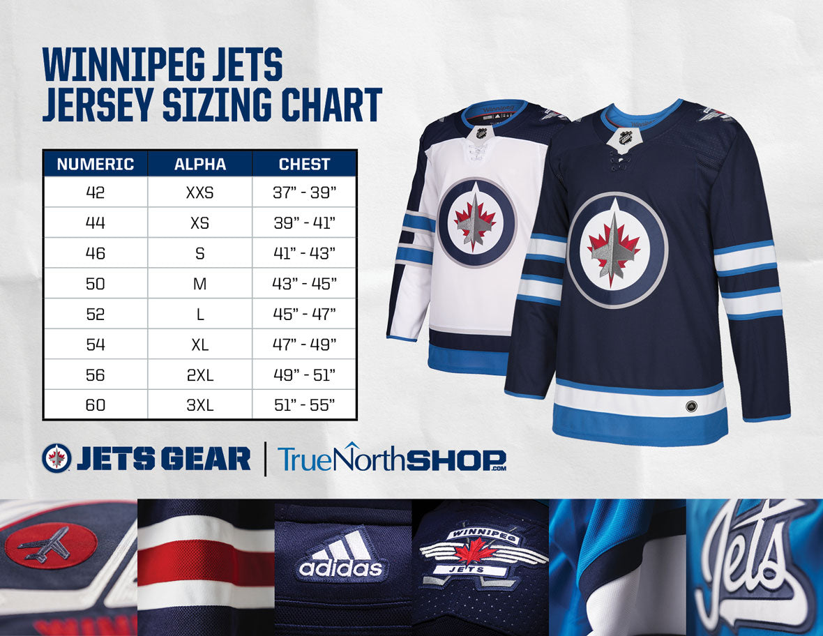 Winnipeg Jets Jersey Sizing Chart – True North Shop