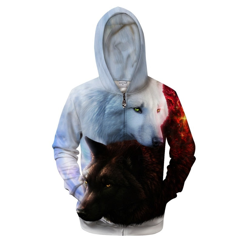 yin and yang wolf hoodie