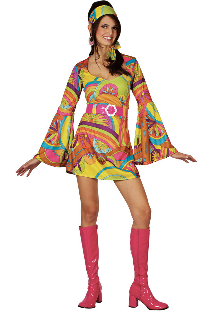 Ladies Retro 1960s Go Go Girl Hippie Costume – My Fancy Dress