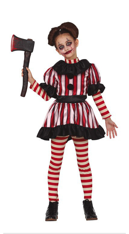 Girls Crazy Striped Clown Halloween Costume