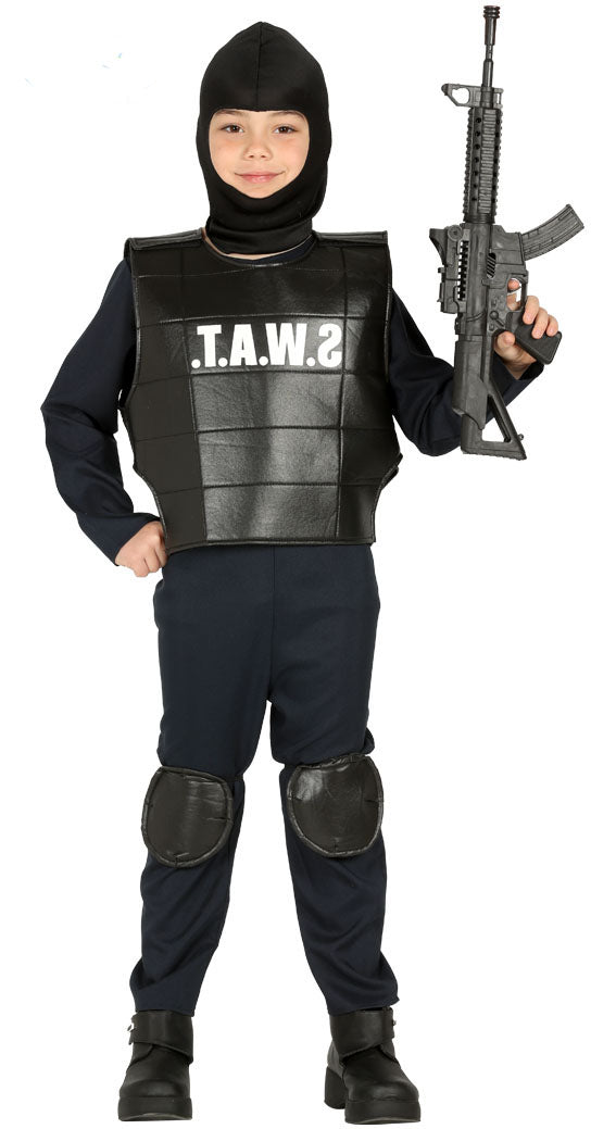 Fiestas Guirca Police SWAT Squad Policeman Boys Costume Age 7-9 Years