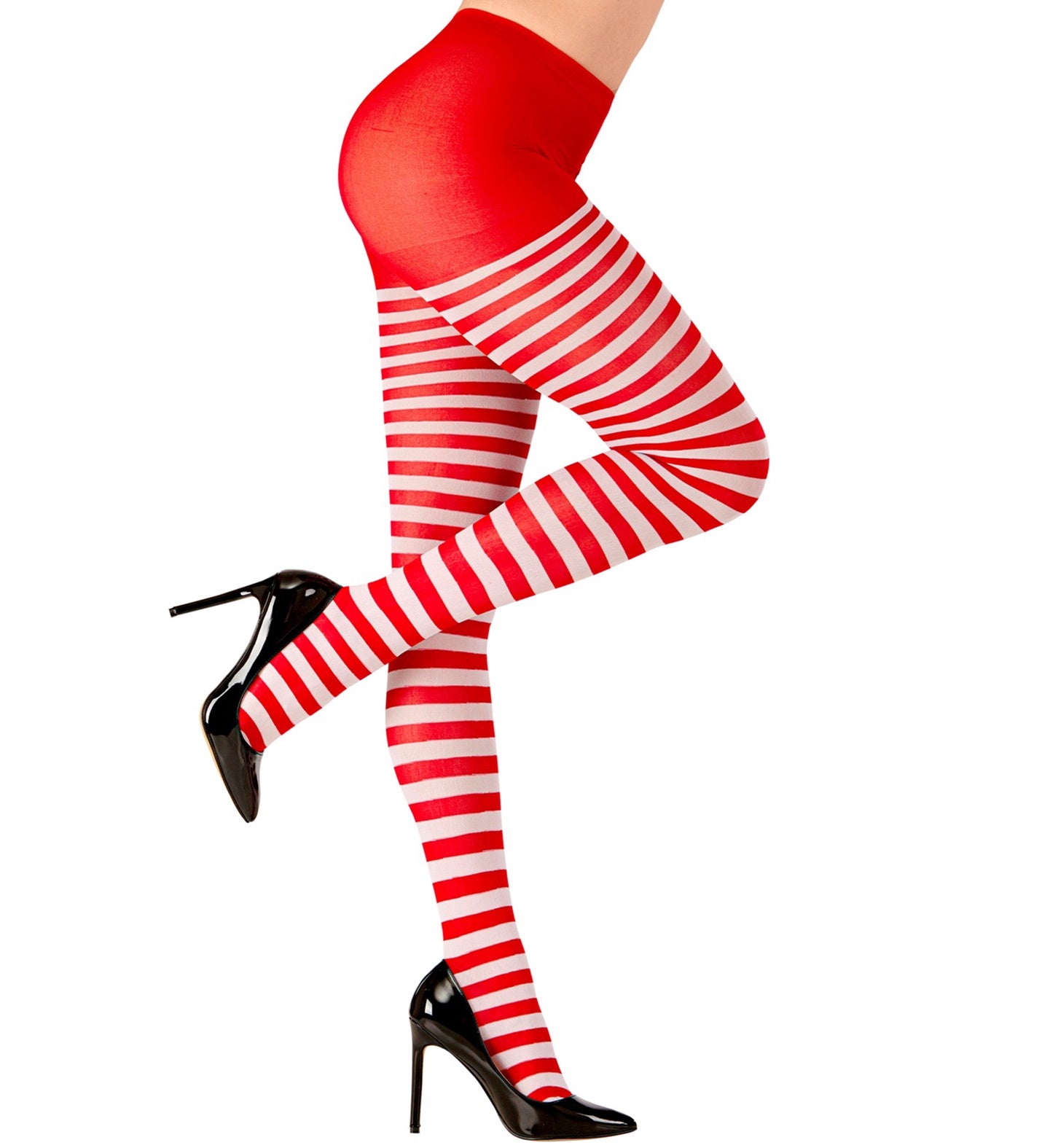 Childrens Red And White Striped Tights.