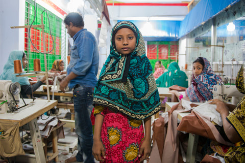 girl in fashion sweatshop