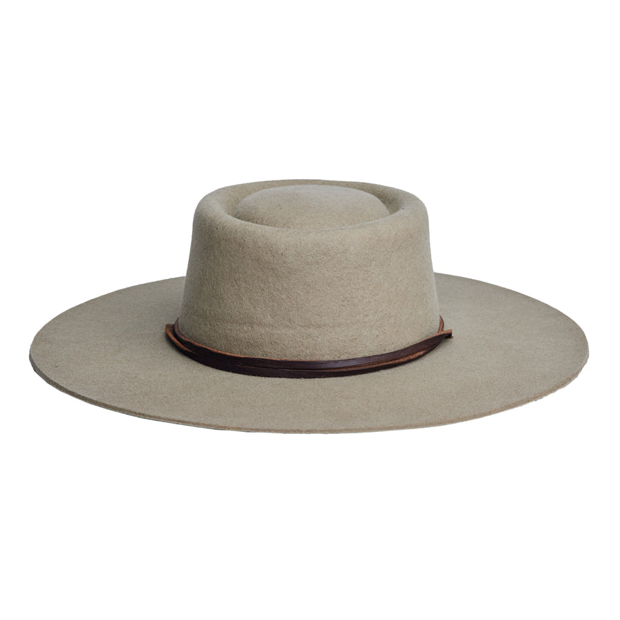 Made by Minga | Unisex Boater Hat with Leather Strap | Handmade | Taupe ...