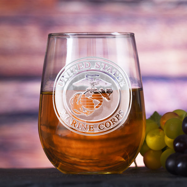 Engraved and Personalized Marine Corps Pub Pint Glasses– Crystal