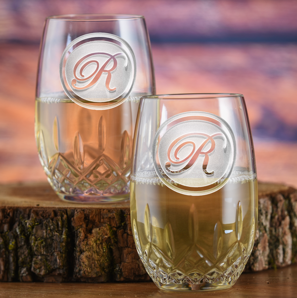 Logo Waterford Stemless Wine Glass, Pair