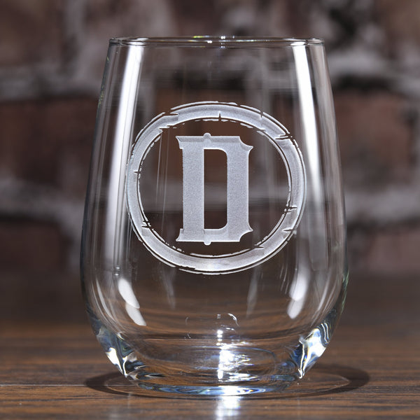 Personalized Madrina Stemless Wine Glass, Design: GDMA2 - Everything Etched