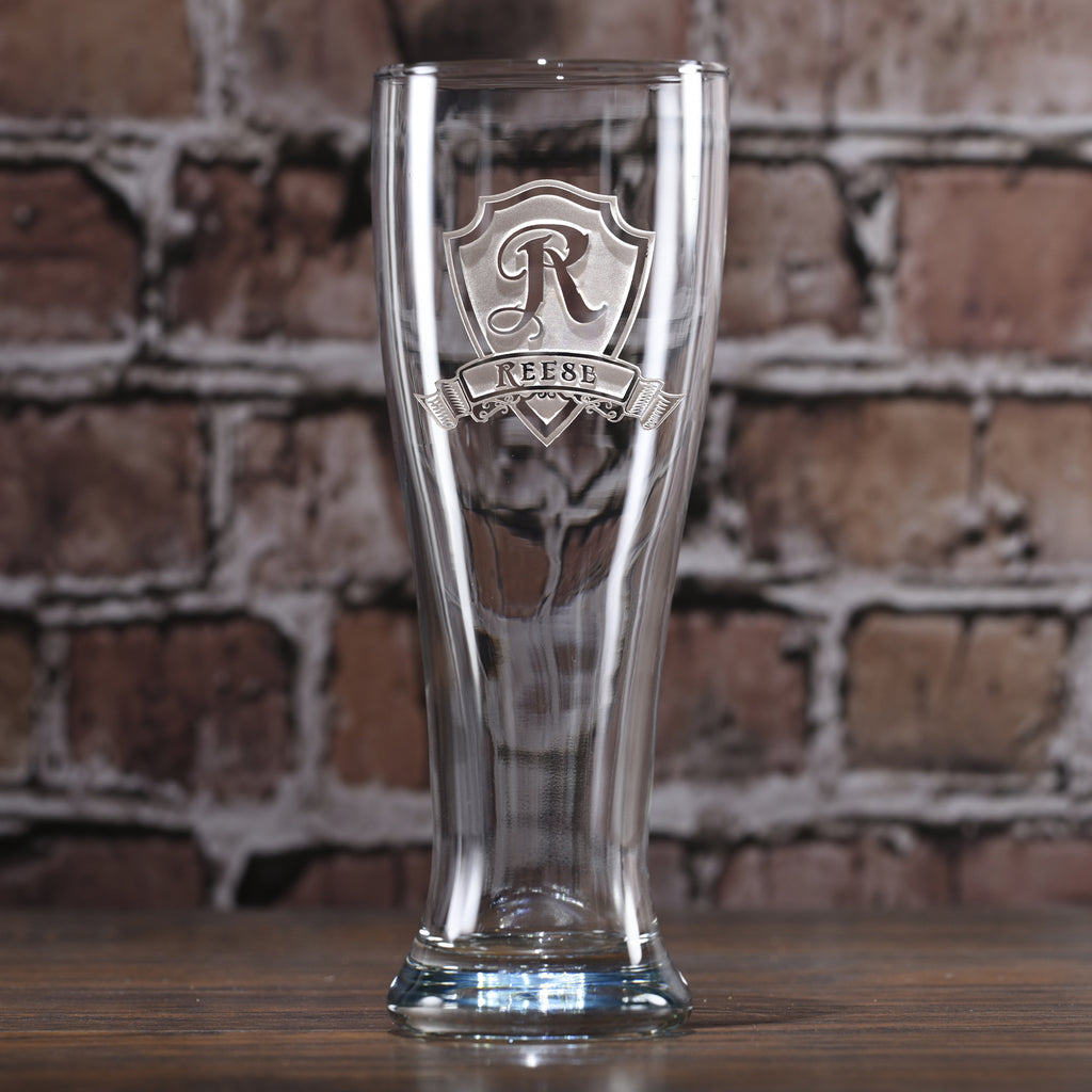 Engraved Pilsner Beer Glasses Personalized With Your Name And Initial