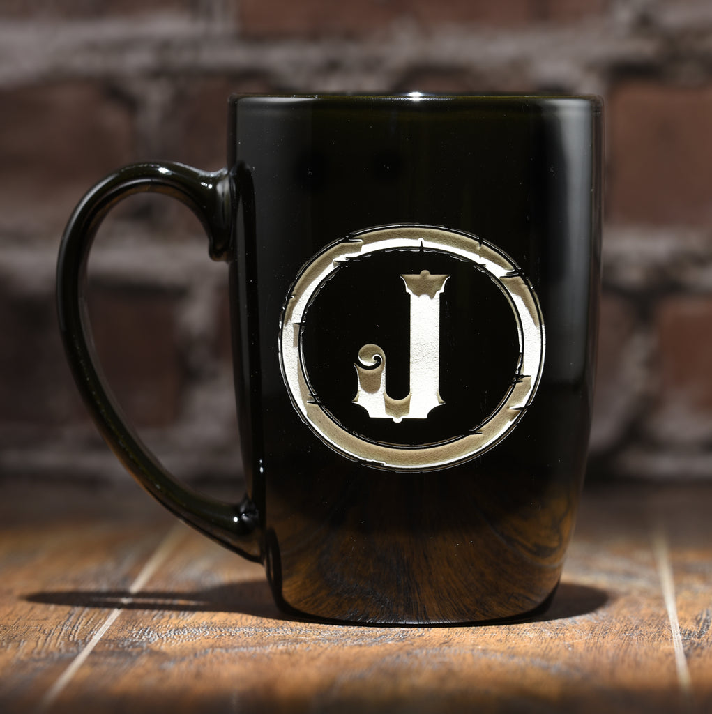 monogrammed coffee mugs with one letter