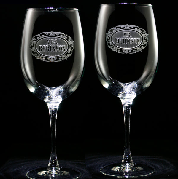 Wine Glasses - Stemless Wine Glasses Set of 2 Crystal Mr Mrs Wine