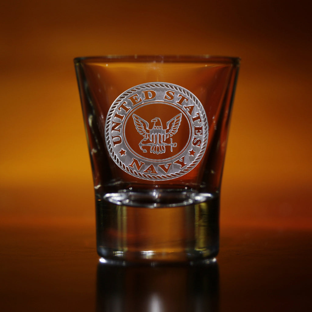 Engraved Navy Shot Glasses Crystal Imagery