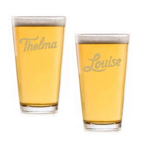 Thelma & Louise Engraved Blue Recycled Glass Set, BFF Gift Ideas– Crystal  Imagery