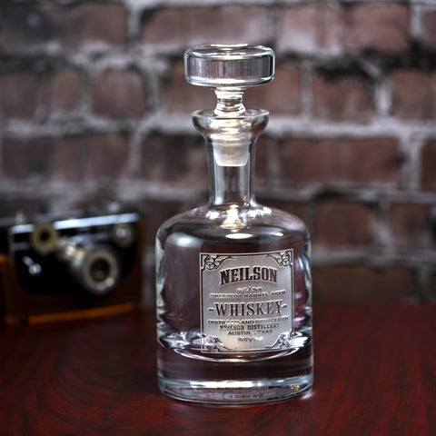 engraved whiskey decanter set