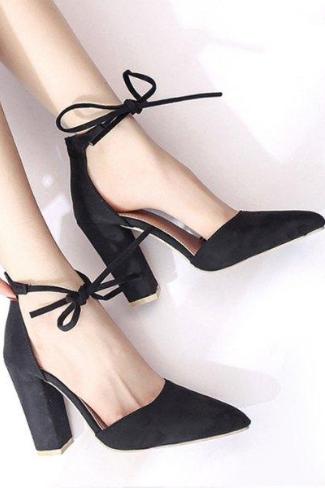 black ankle tie shoes