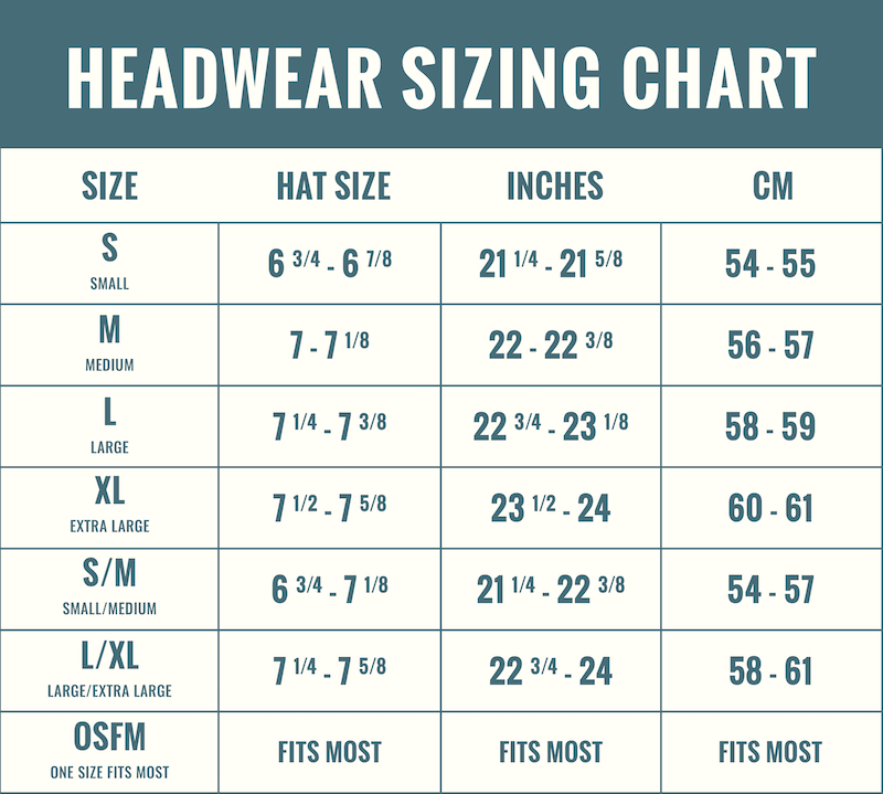 mens hat size chart