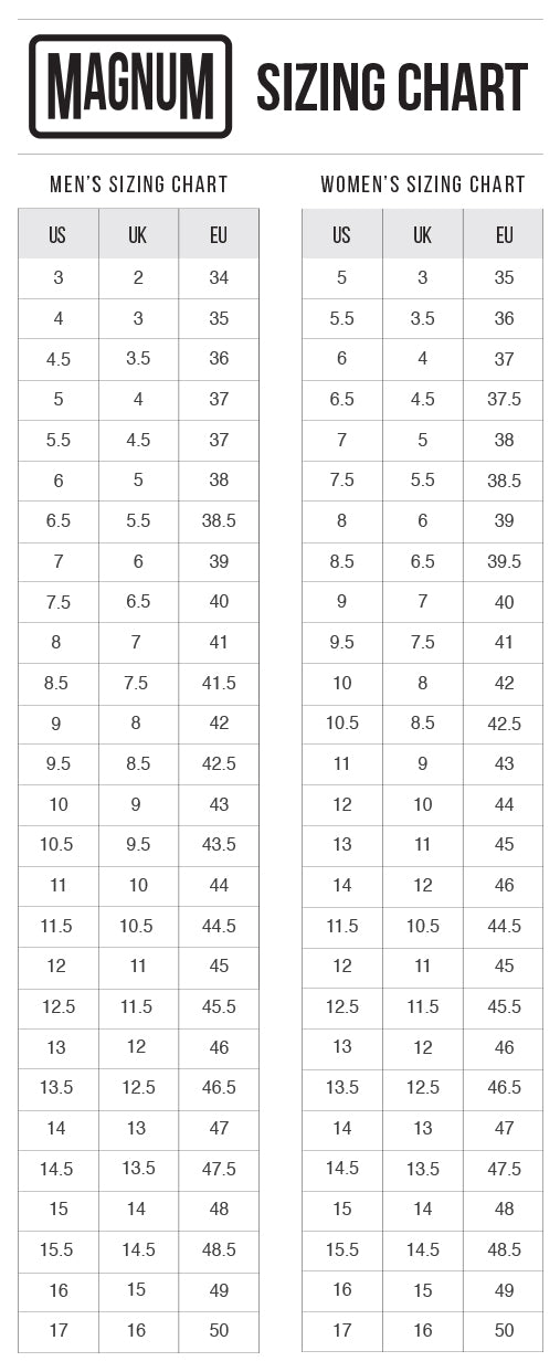 Magnum Size Chart | Gear Australia by G8
 