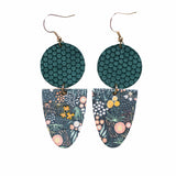 forest green floral statement earrings