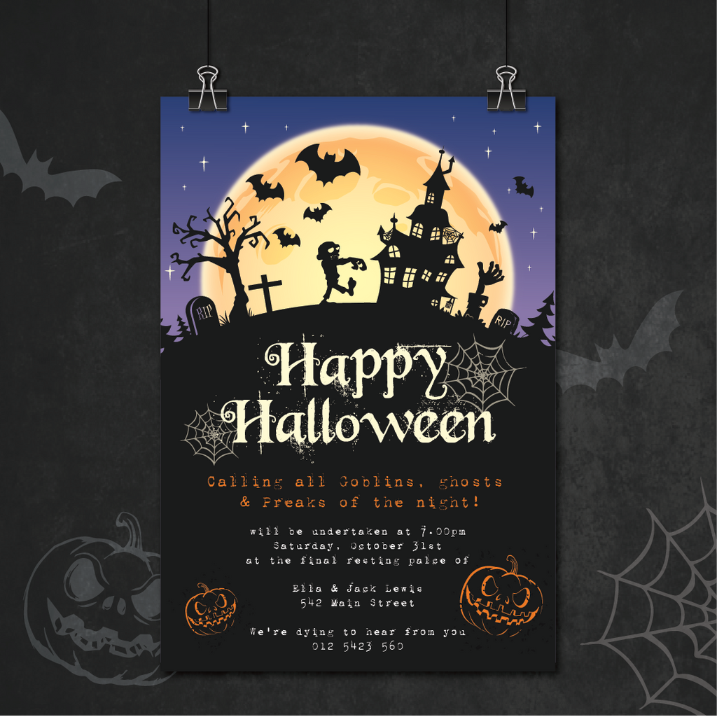 Spooky Night Halloween Theme Party Invites Wedding Karren