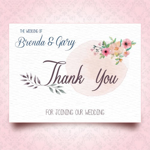 Spring Floral Watercolour Wedding Thank You Card Wedding Karren