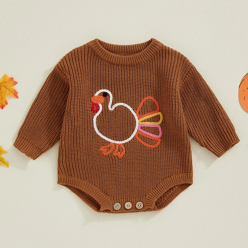 Fall Knitted Turkey Onesie