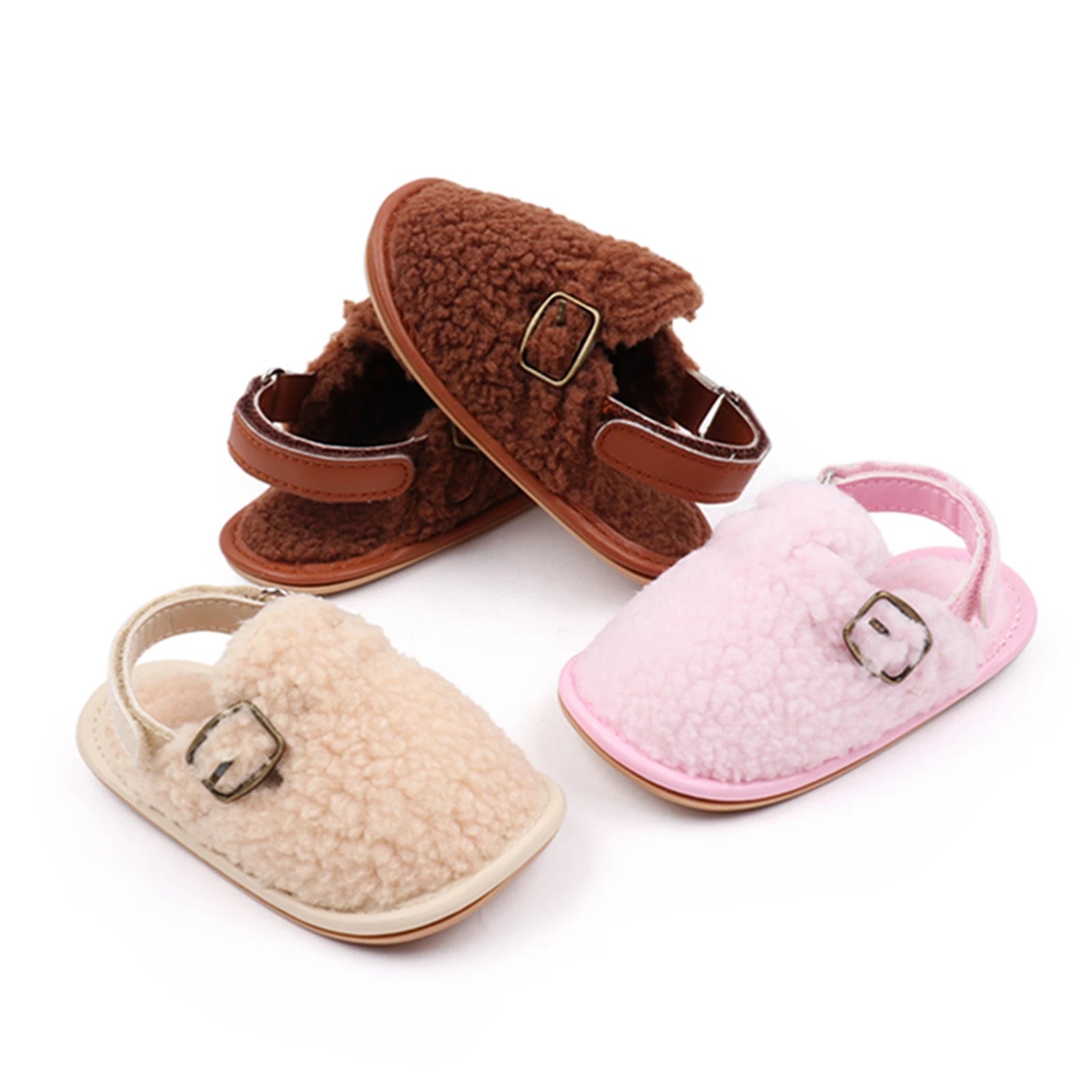 Fleece Buckle Strap Shoes