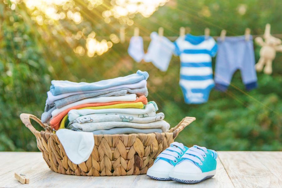 Washing baby clothes by hand