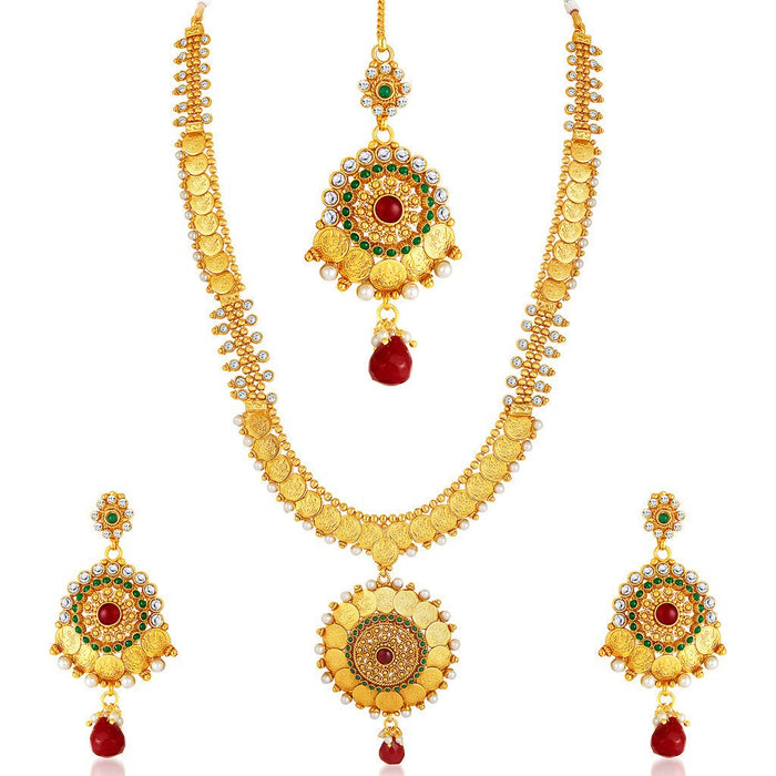 Sukkhi -  Kritika Kamra Traditional Gold Plated Temple Coin Necklace Set-2