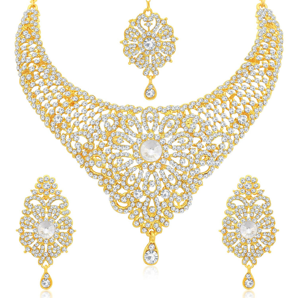 Sukkhi Fashionable Gold Plated Choker Necklace Set For Women