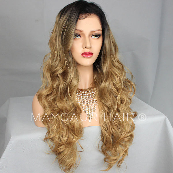 Long Wavy Wigs With Natural Hairline Synthetic Lace Front Wigs