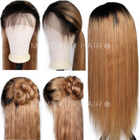 Black 27 Color Ombre Long Straight Hair Synthetic Lace