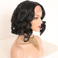 Short Bob Hair Black Color Body Wave Synthetic Lace Front