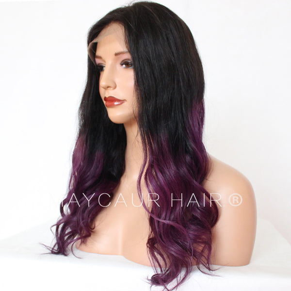 purple ombre human hair wig