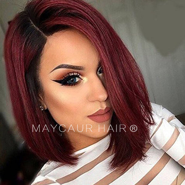 red ombre human hair wig
