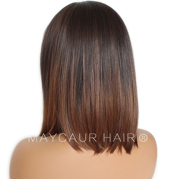 Synthetic Lace Front Wig Short Black Ombre Brown Color Wigs
