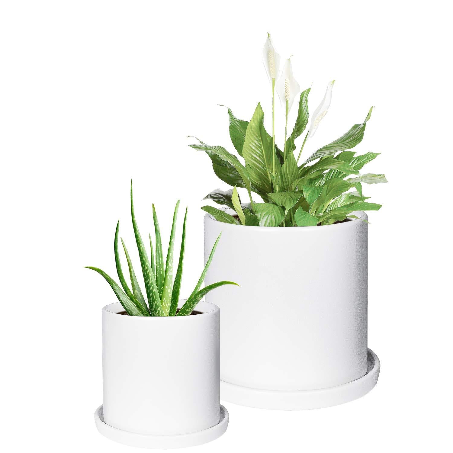 TIMEYARD Ceramic Plant  Pots  Indoor Modern  Planters White 