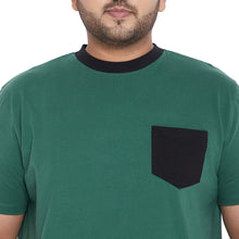 bigbanana Longbottom Green Solid Round Neck T-shirt