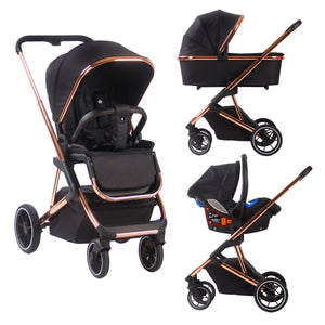 my babiie mb200  rose gold grey melange travel system