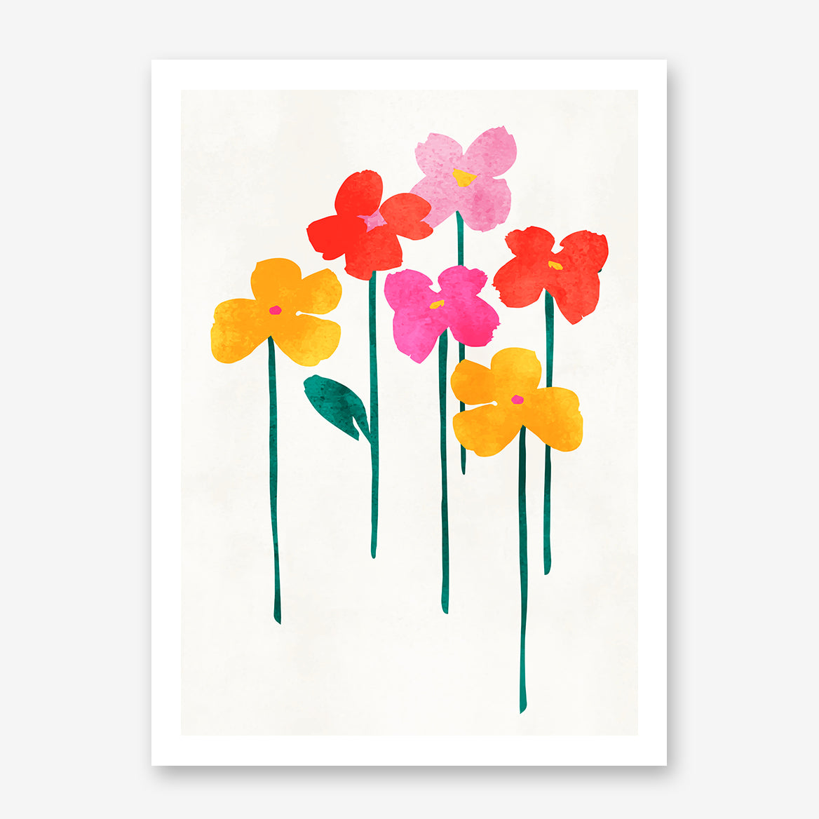 Little Happy Flowers Print | Colourful wall art prints | Flower art UK –  