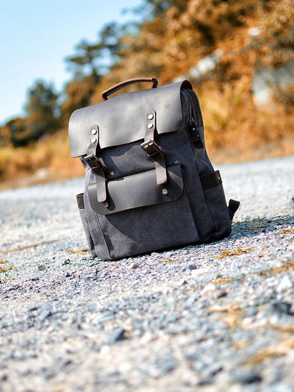 Le Cabral, Sac à dos vintage 18L en toile et cuir