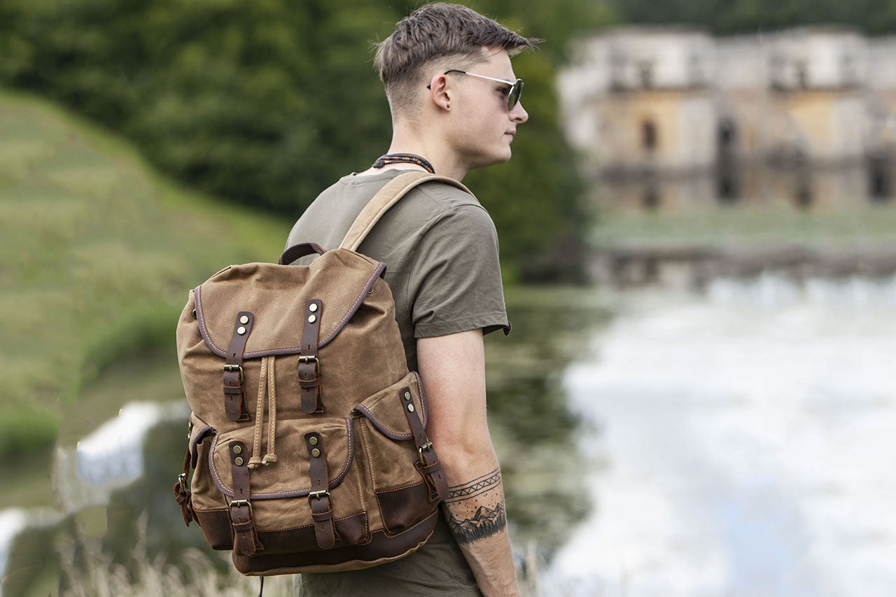 Petit sac à dos homme vintage en toile