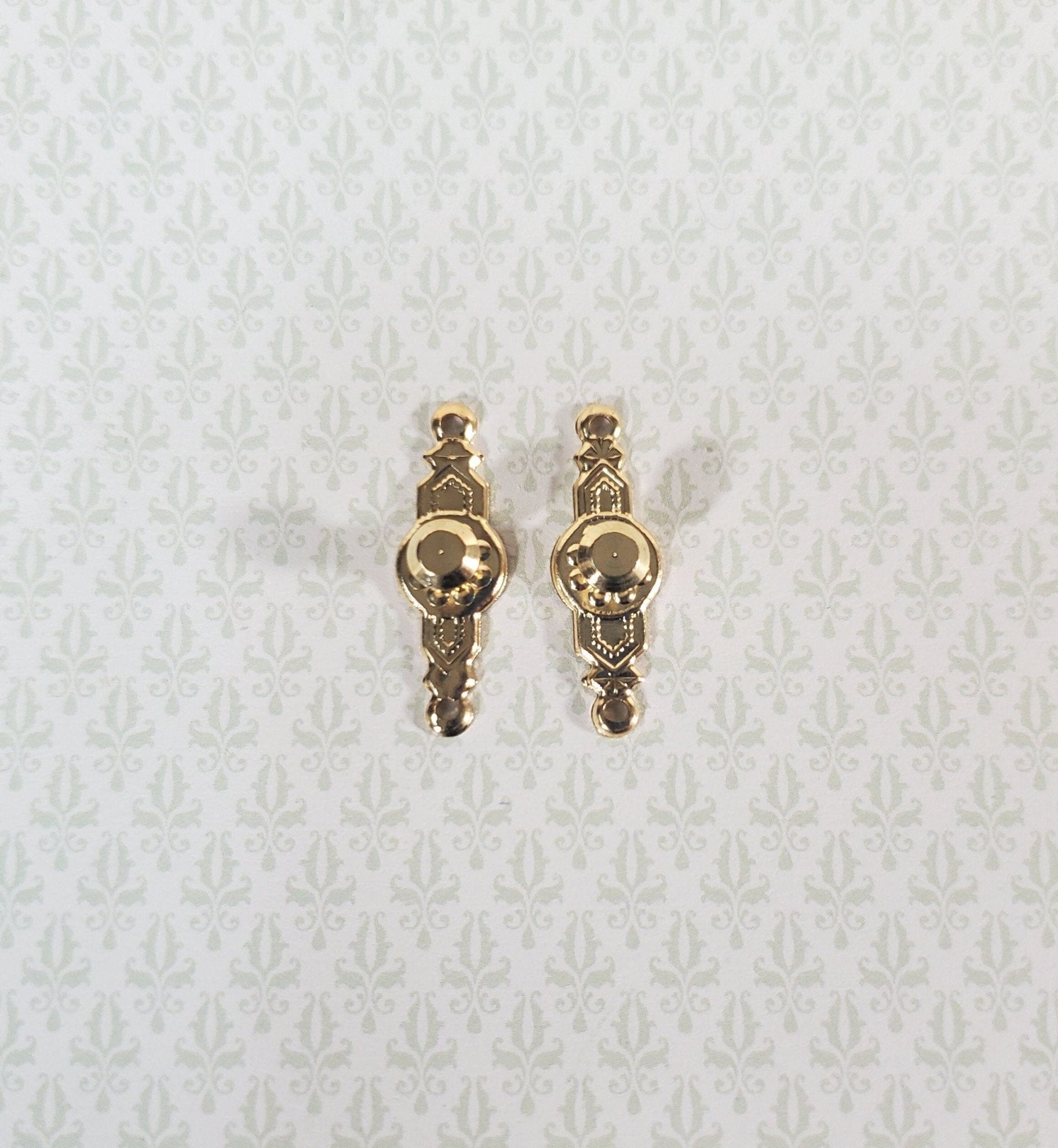 Dollhouse Doorknobs Handles Fancy Gold 1 Set 1:12 Scale Miniatures Houseworks 1105