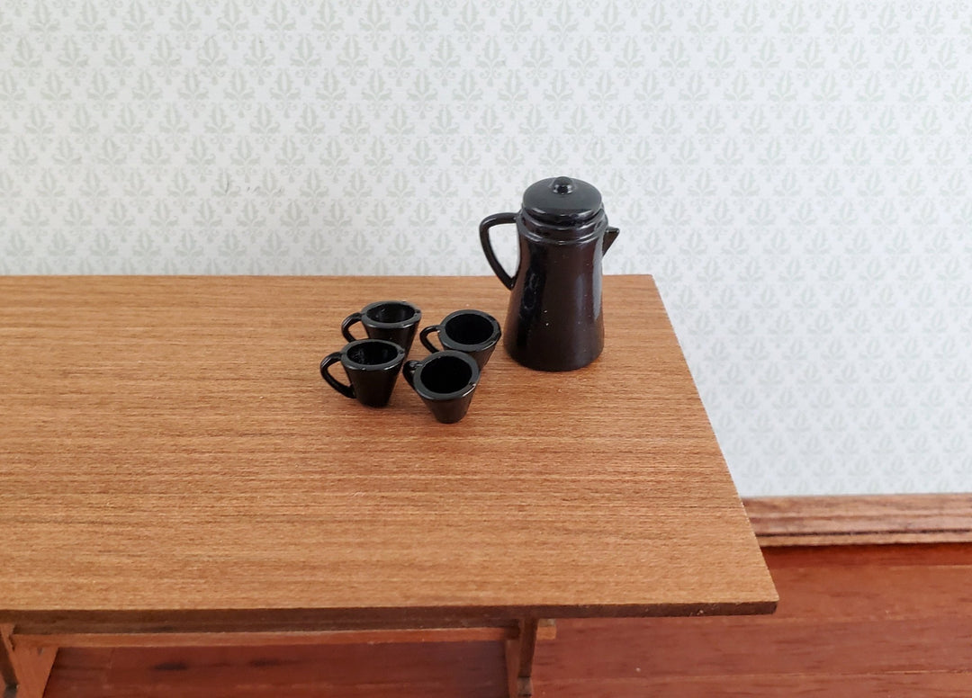 Dollhouse Coffee Pot Tea Kettle Painted Metal Cast Iron Look 1:12 Scale  Miniature