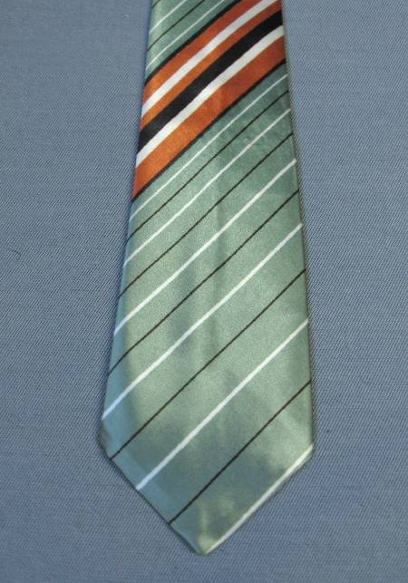 Men's Vintage 50s Neck Tie Ice Green Diagonal Striped