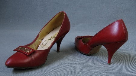 50s 60s Women's Vintage High Heels by Johnsonette Red Stiletto Shoes 8 –  Mags Rags