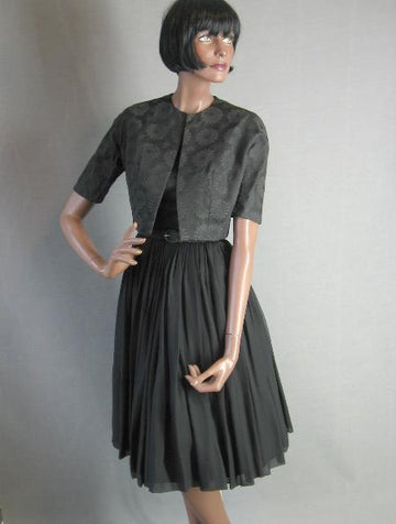 Women's 50s Party Dress by Jonny Herbert Vintage Full Skirt Blue Taffeta Small to Medium VFG