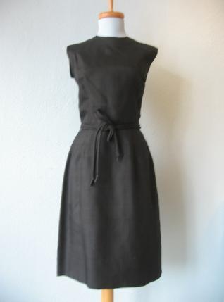 Vintage 50s Classy Black Shantung AUDREY Sheath Wiggle Dress M | Mags Rags